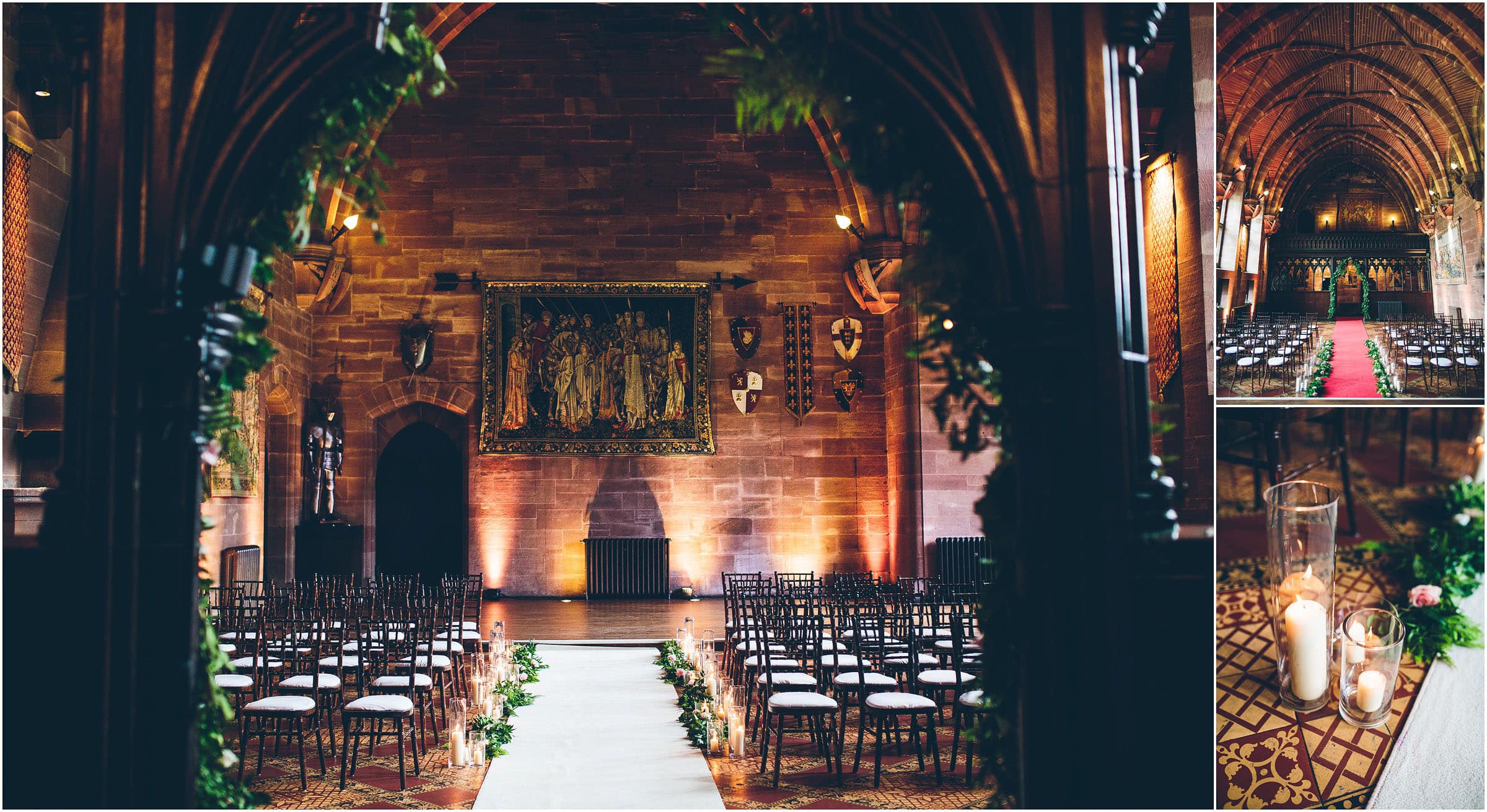 Peckforton Castle set up ready to welcome guests to a traditional English wedding